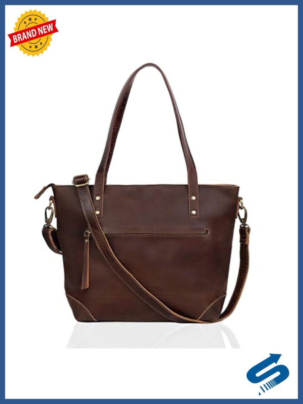 Genuine Leather Tote Bag Women Satchel Large Work Handbag Laptop Compartment